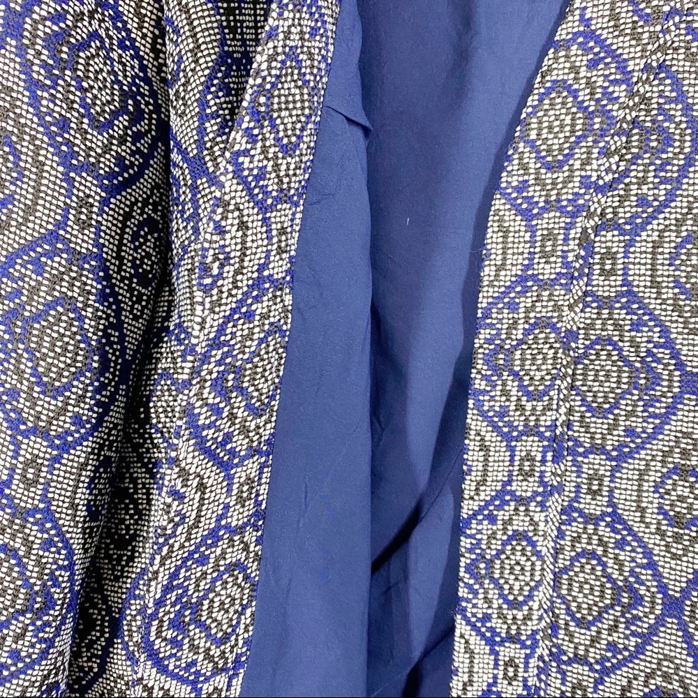 Long Tall Sally Boho Printed Blue Jacquard Open Blazer Jacket 18 - Picture 7 of 10